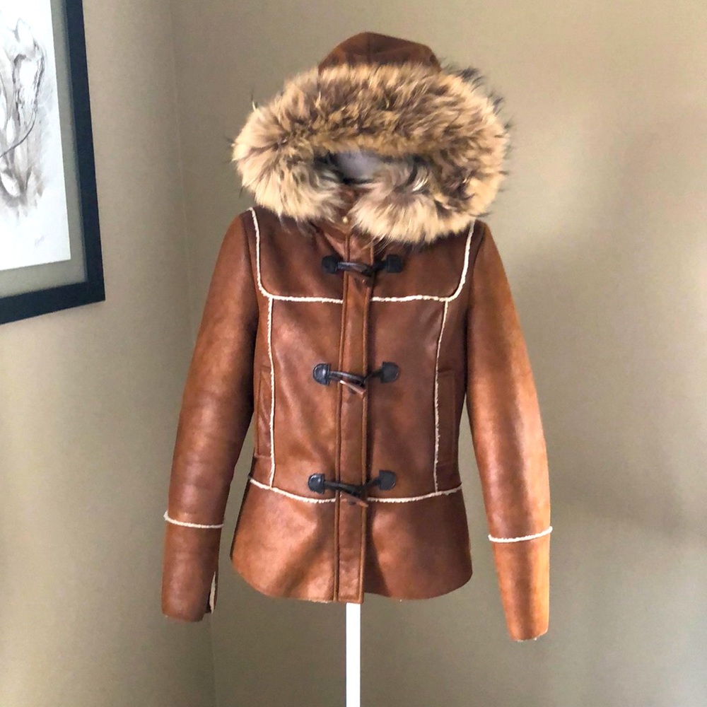 Shearling and raccoon fur hoodie